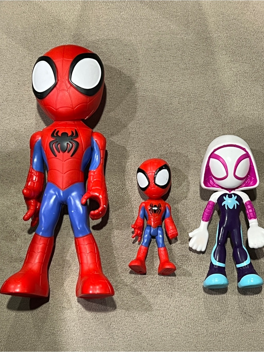 Spidey & Friends lot of 3 Gwen Ghost spider bendy Spiderman 12” figure